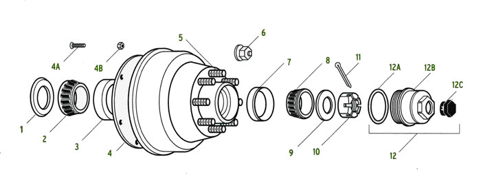 Rockwell Hub-Drum trailer 8 bolt on 6 1/2 inch Parts Illustration