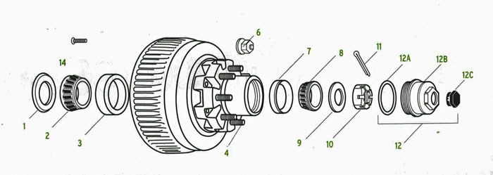 Rockwell Hub-Drum trailer 8 bolt on 6 1/2 inch Parts Illustration