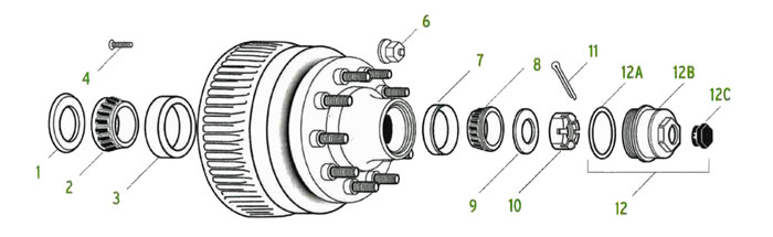 Rockwell Hub-Drum trailer 8 bolt on 275MM And 10 Bolt On 8 3/4 inch Parts Illustration